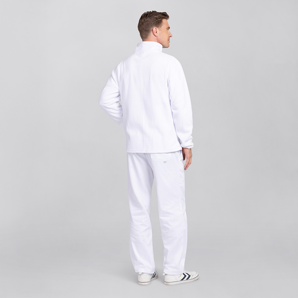 Herrenfleecejacke,rückansicht-mit hohen Kragen,normaler schnitt.