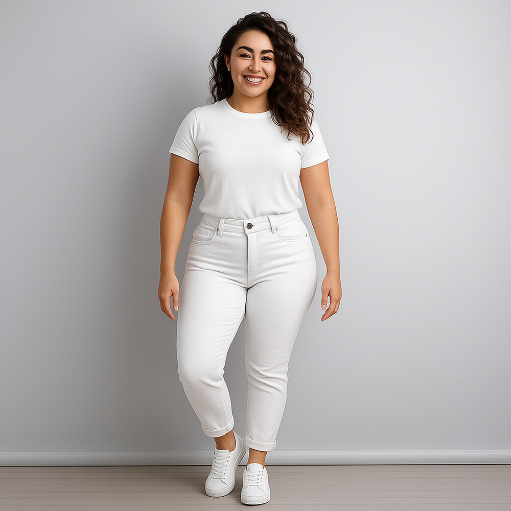 exner Damen jeand weiß bis Größe 58 Übergröße curvy model