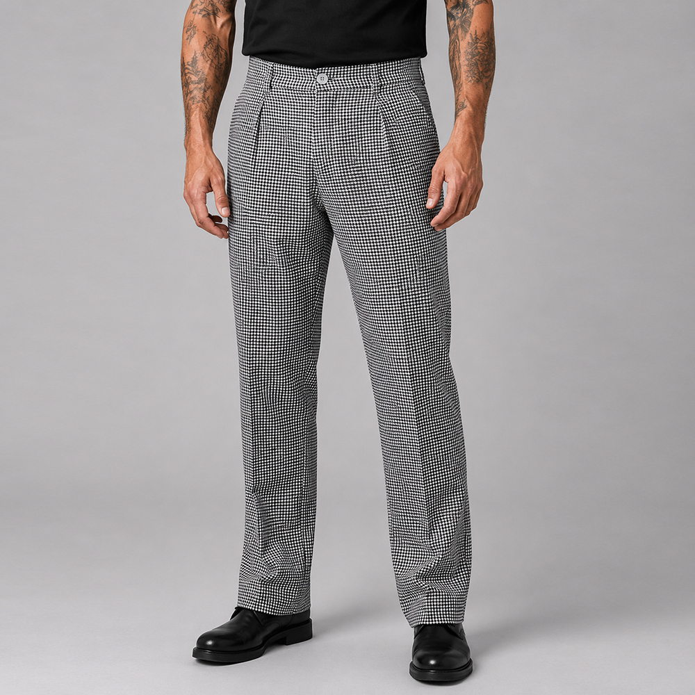 mens trousers col. check pattern size 28