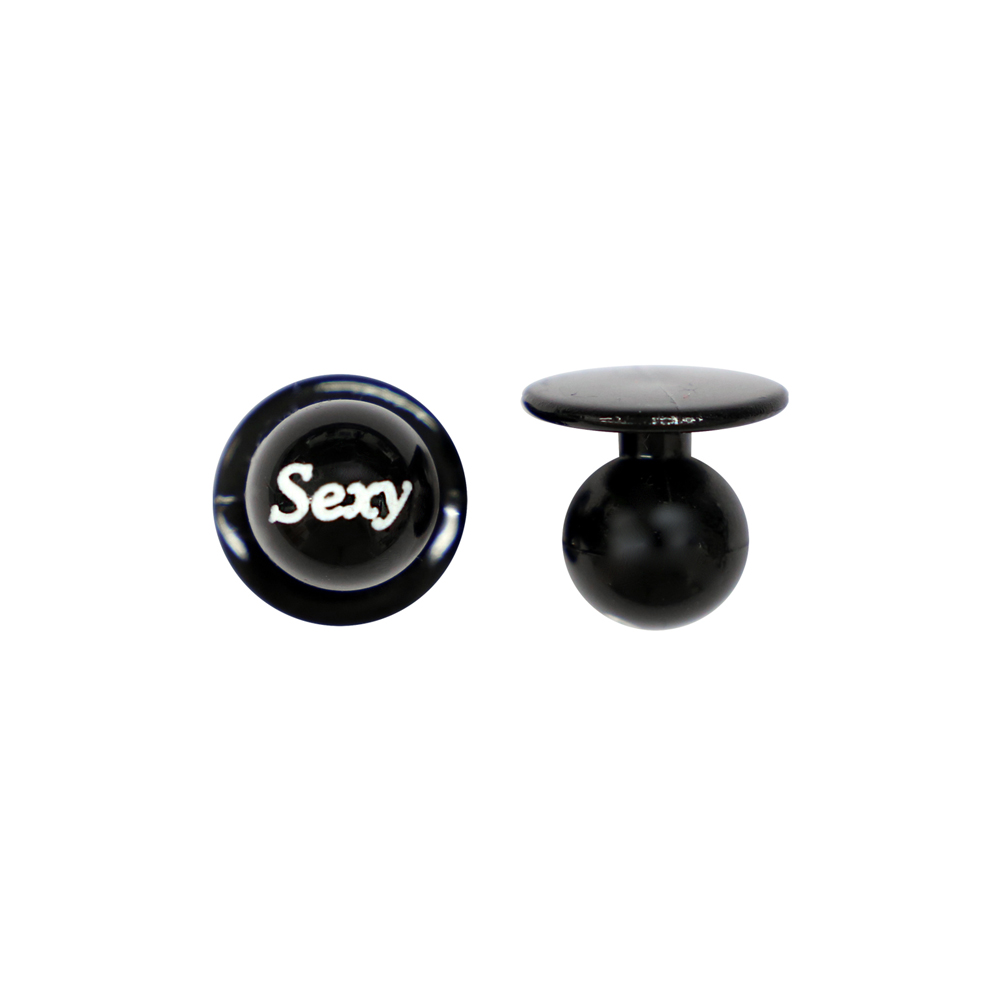 Kugelknöpfe schwarz sexy aufdruck
