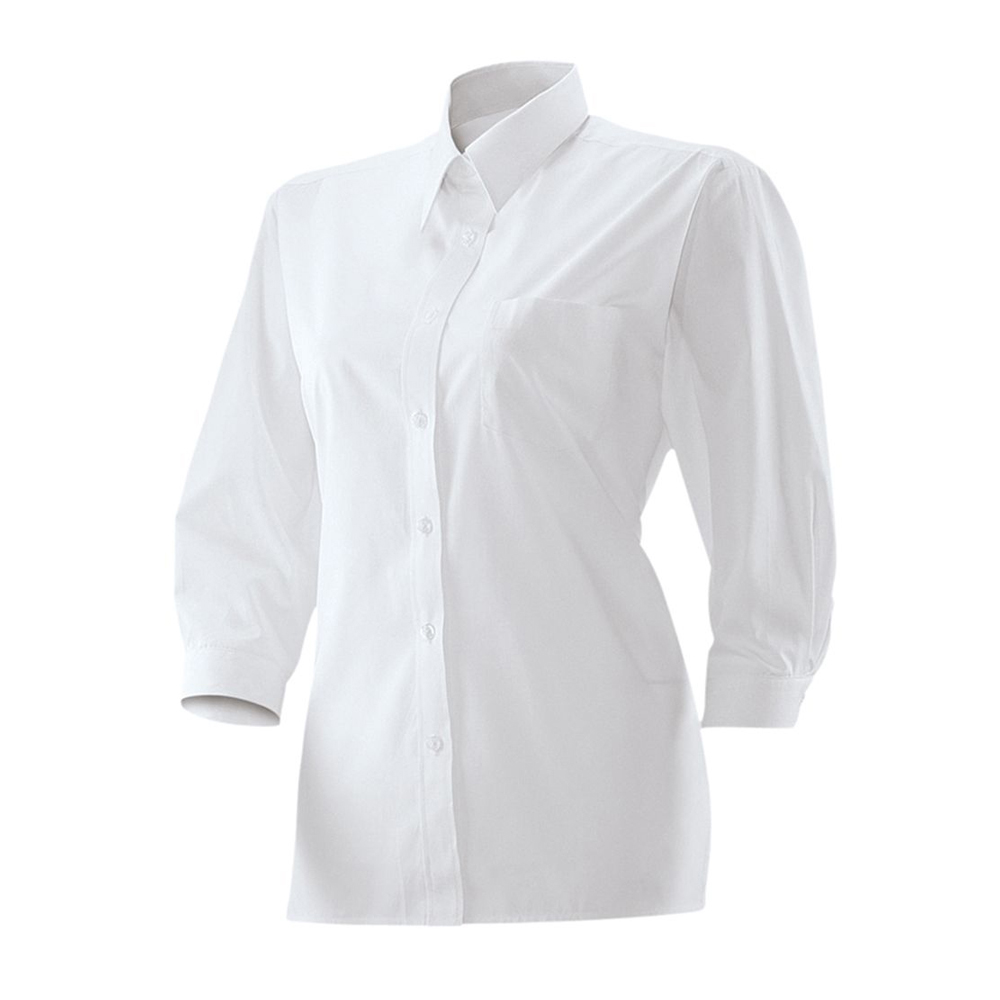 Damen Bluse mit Kentkragen.1 Brusttasche.Tailliert.